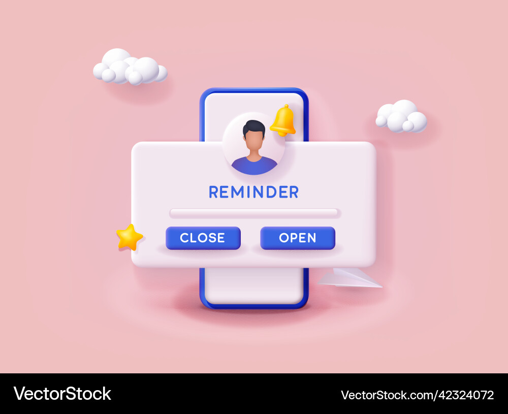 Reminder page with floating elements Reminder page with floating elements vector image