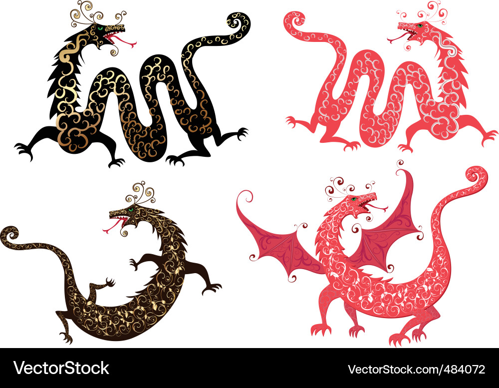 Set of chinese dragon Vector Image