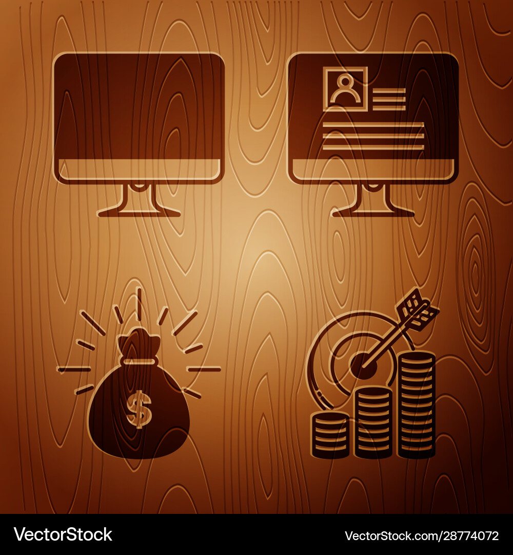 Set target with coin symbol computer monitor Set target with coin symbol computer monitor vector image