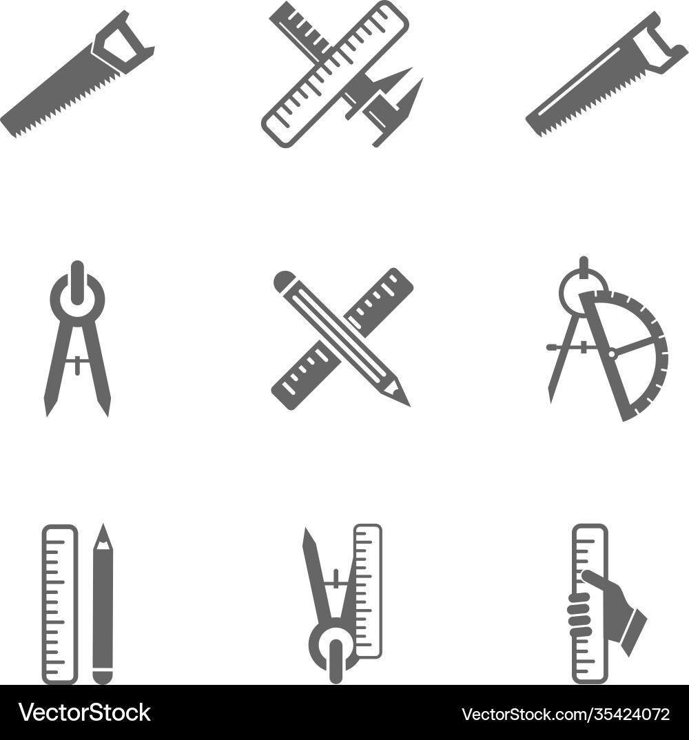 Set technical icon engineering simple Vector Image