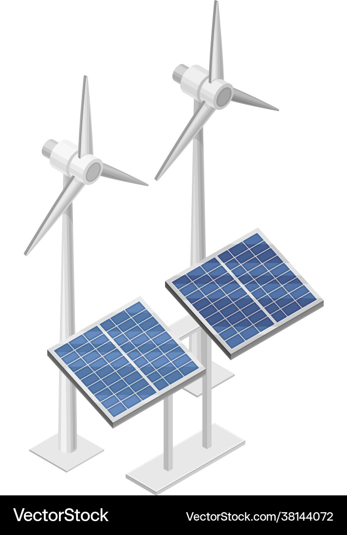 Wind generator and solar panel as smart city Wind generator and solar panel as smart city vector image