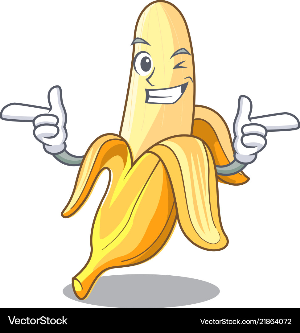 Winking Banana Character Vector Image