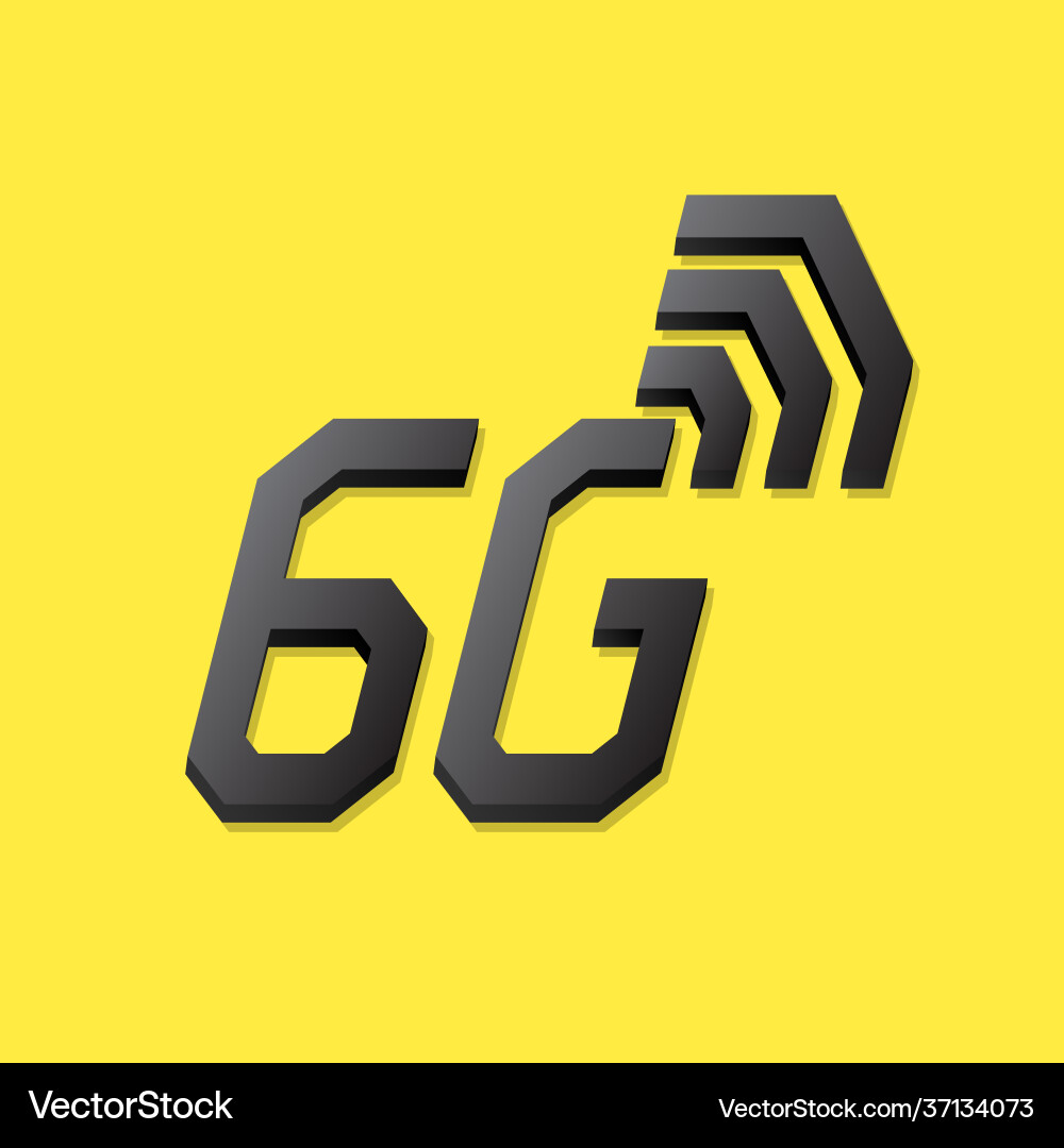 6g logo on yellow background symbol 6g logo on yellow background symbol vector image