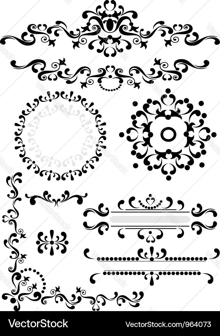 Black Floral Ornament Border Vector Image