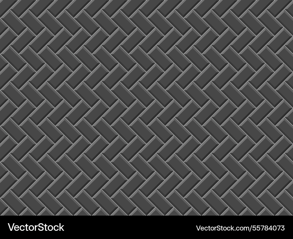 Black seamless brick wall herring bone tiles Vector Image