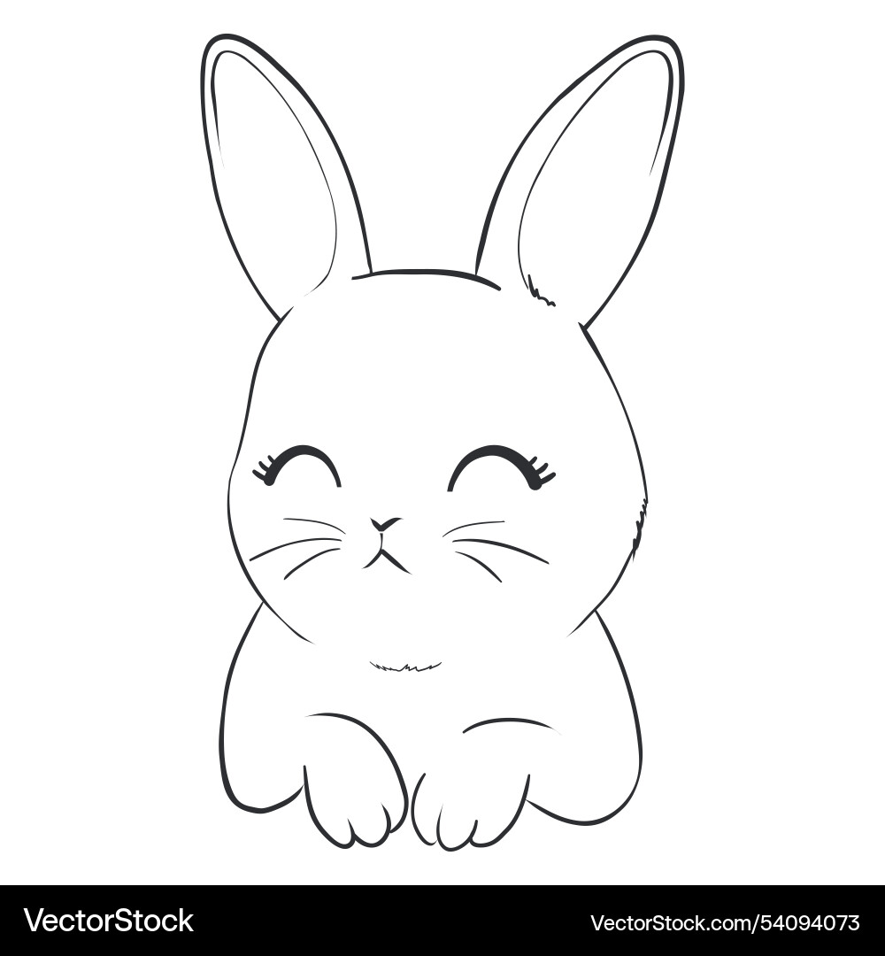 Cute outline rabbit bunny for coloring rabbit Vector Image