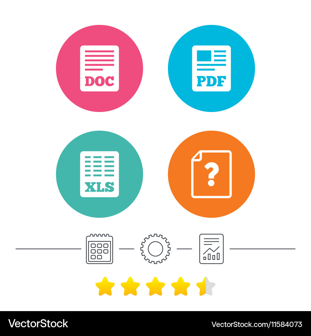 Document icons xls pdf file signs Vector Image