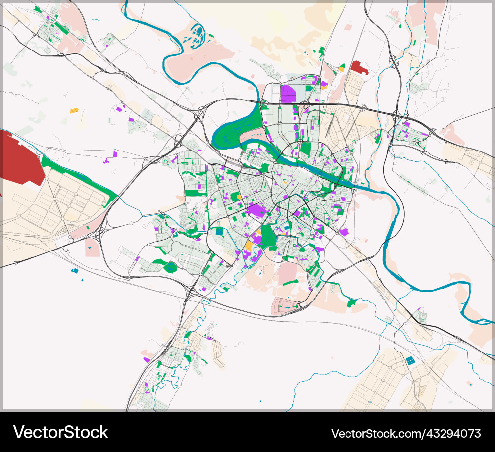 Editable city map of zaragoza spain Editable city map of zaragoza spain vector image