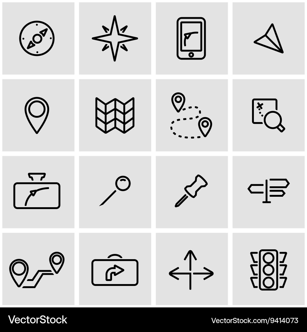 Line navigation icon set vector image