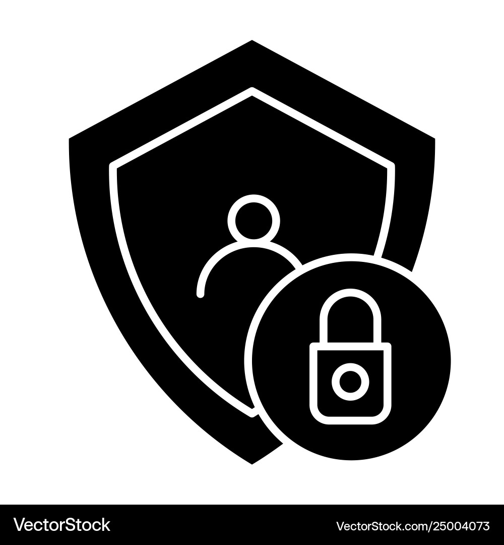 Locked user solid icon account with shield Vector Image