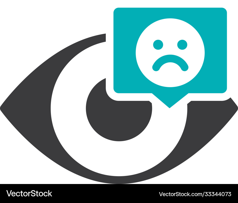 Menschliches Auge mit traurigem Gesicht in Chat-Blase gefärbt Menschliches Auge mit traurigem Gesicht in Chat-Blase gefärbt vektorbild