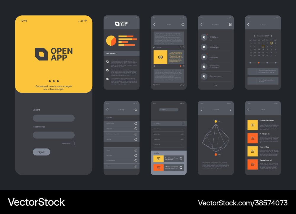 Mobile application layout smartphone web ui kit Mobile application layout smartphone web ui kit vector image