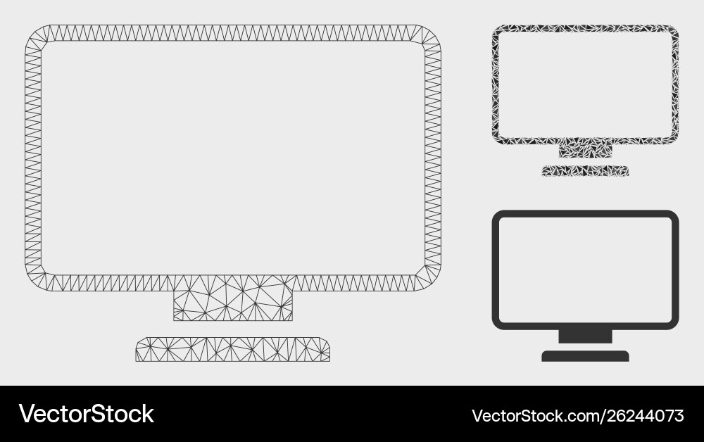 Monitor mesh network model and triangle Monitor mesh network model and triangle vector image