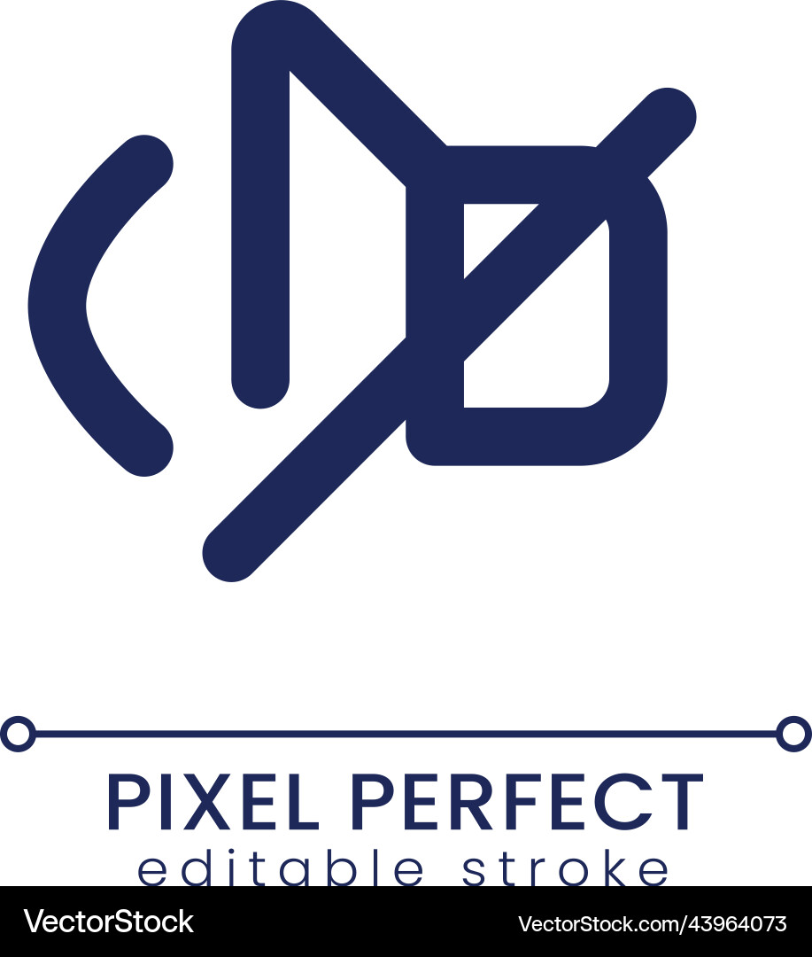 Mute sound pixel perfect linear ui icon Mute sound pixel perfect linear ui icon vector image