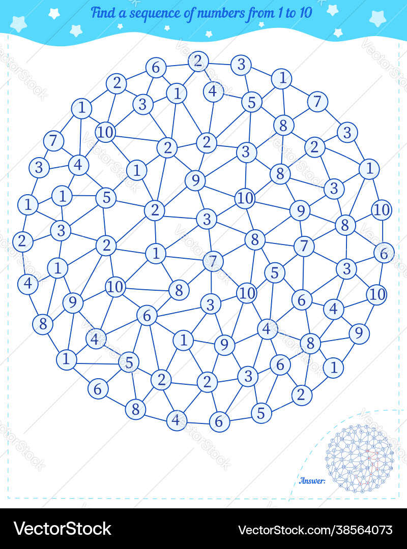 Number Sequence Puzzle Game vector image