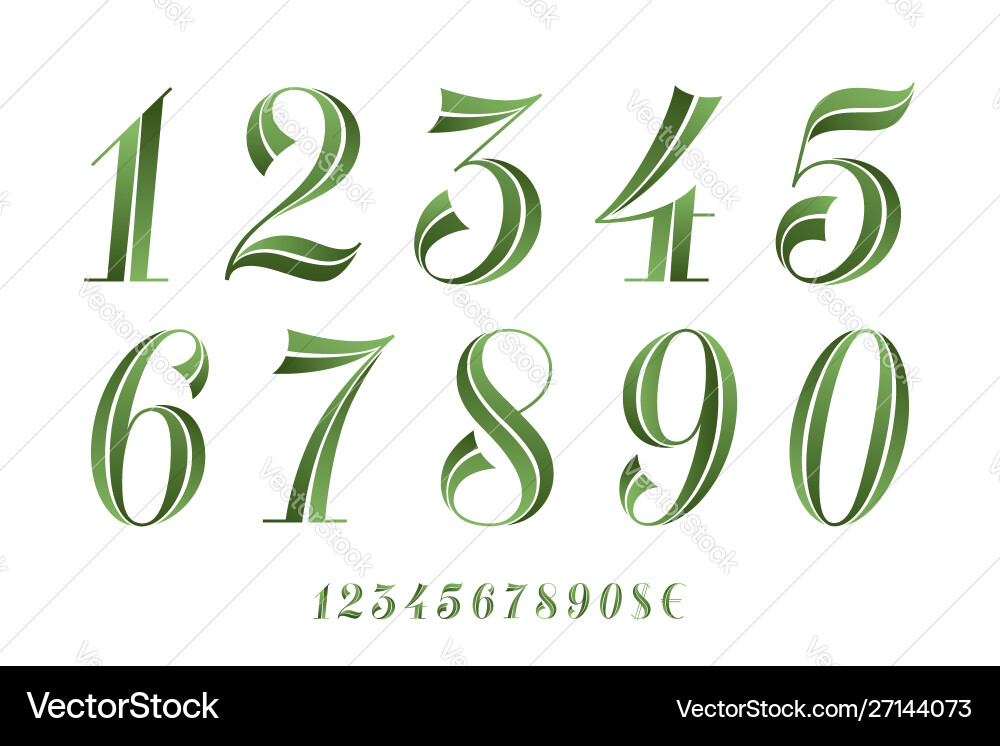 Numbers font classical geometric design vector image