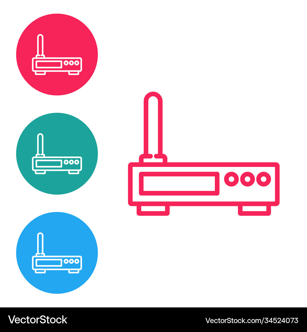 Red line router and wi-fi signal icon isolated Red line router and wi-fi signal icon isolated vector image