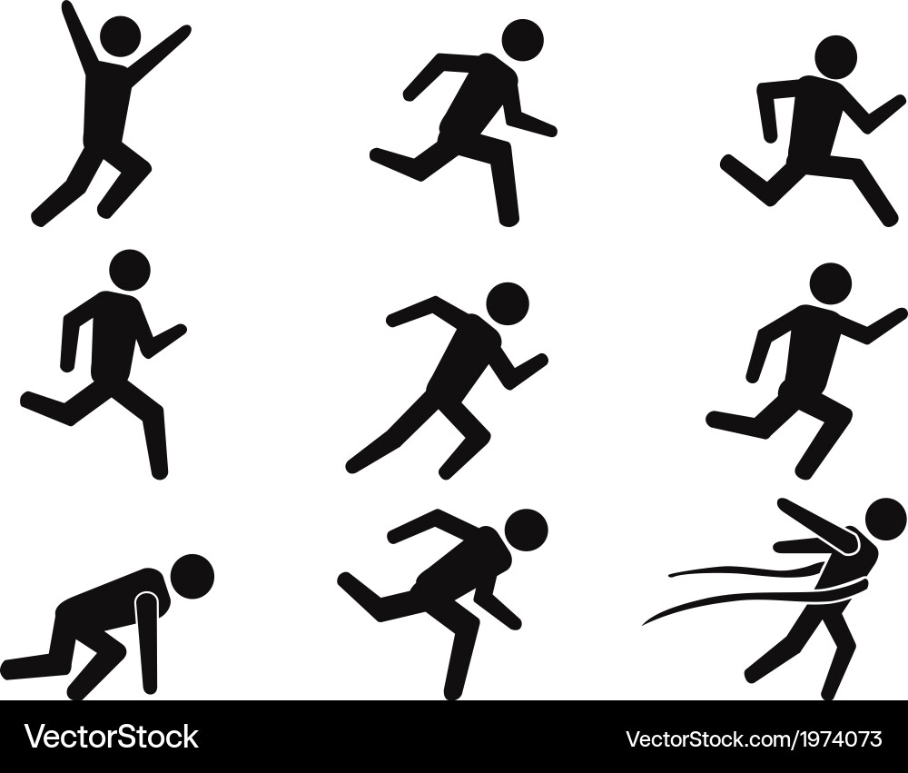 Runner Stick Figures - Icon Set Vector Image