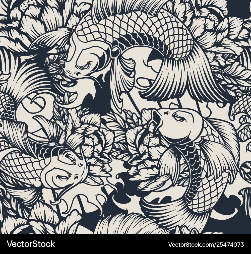 Seamless pattern with koi carp Royalty Free Vector Image