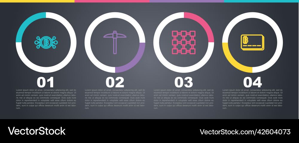 Set line bitcoin in circuit pickaxe blockchain Set line bitcoin in circuit pickaxe blockchain vector image