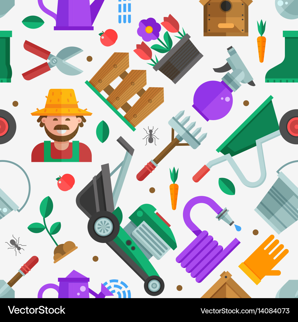 Spring gardening pattern background Vector Image