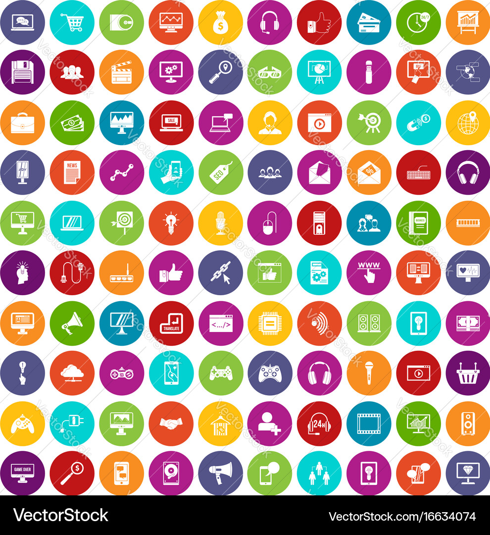 100 web and mobile icons set color vector image