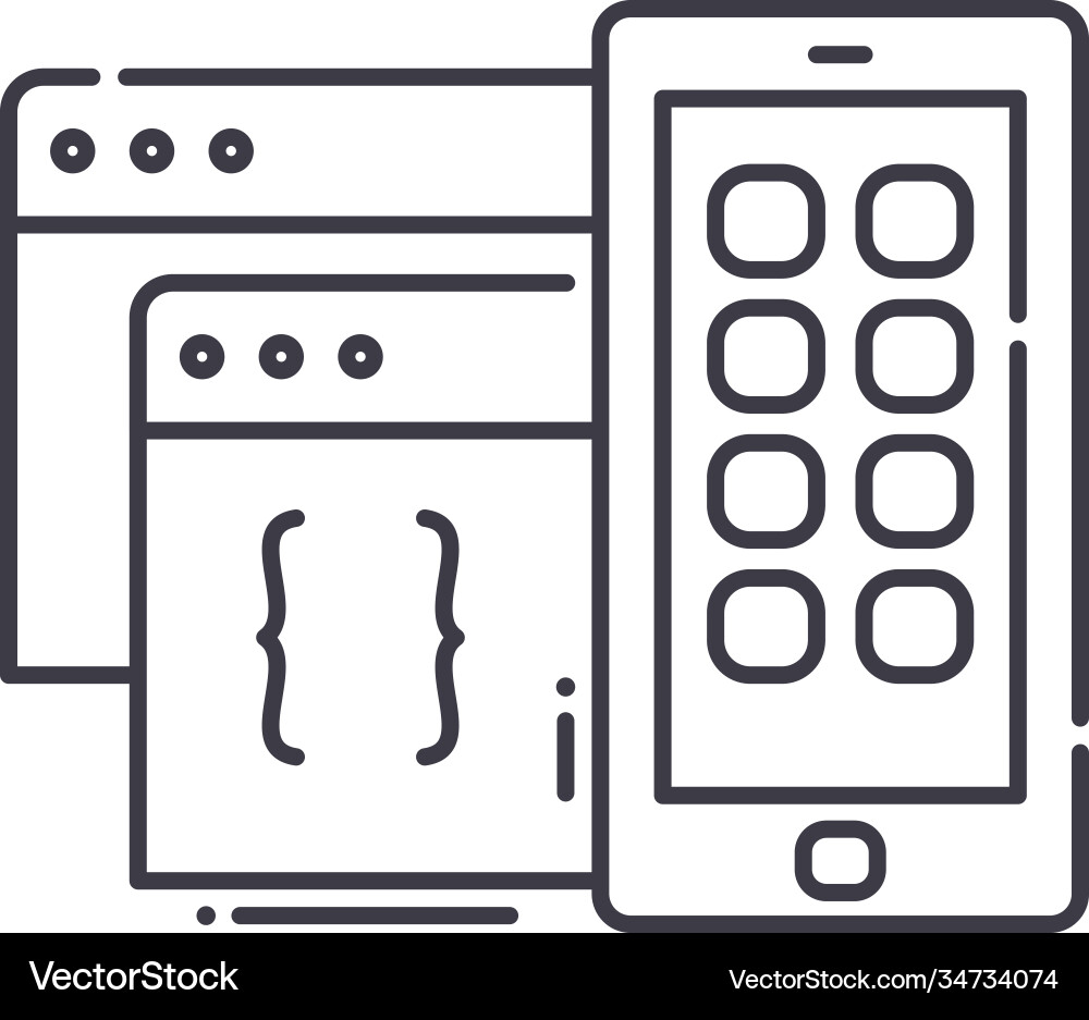 App developer icon linear isolated App developer icon linear isolated vector image