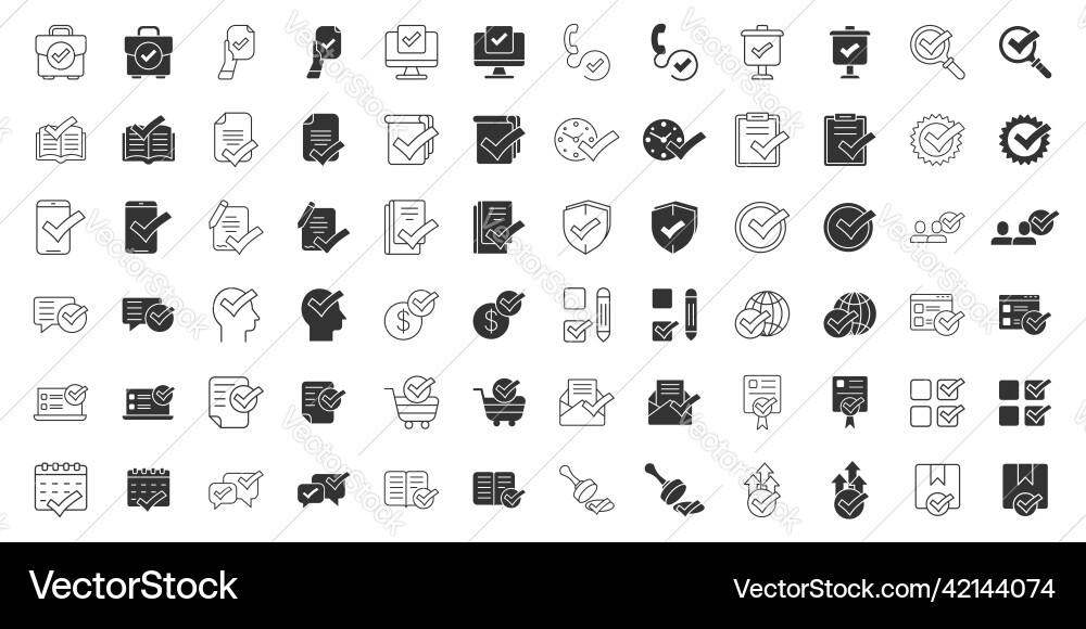 Approve icon set in flat style check mark Approve icon set in flat style check mark vector image