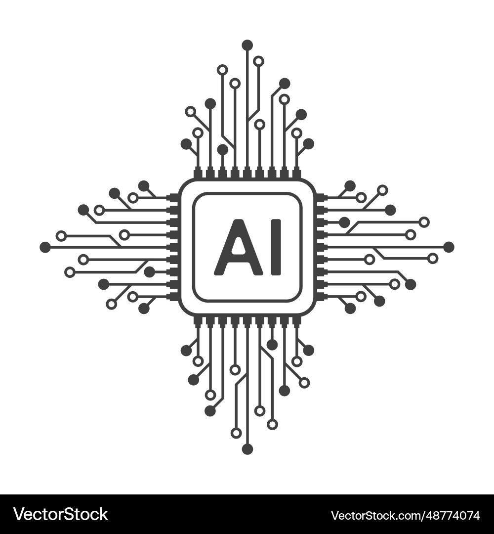 Artificial intelligence circuit line style Vector Image