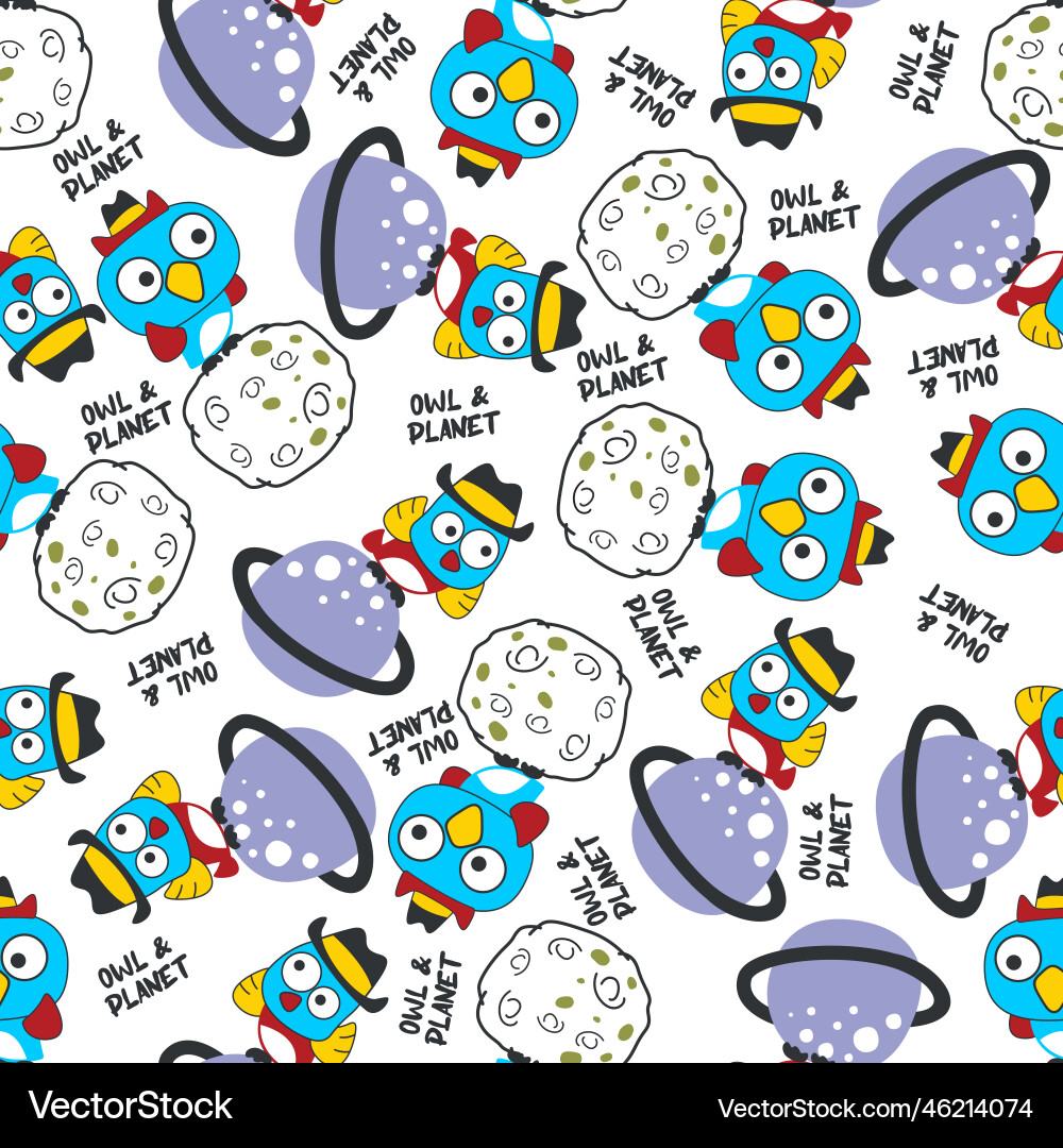 Bird character in the space with planet Bird character in the space with planet Vector Image