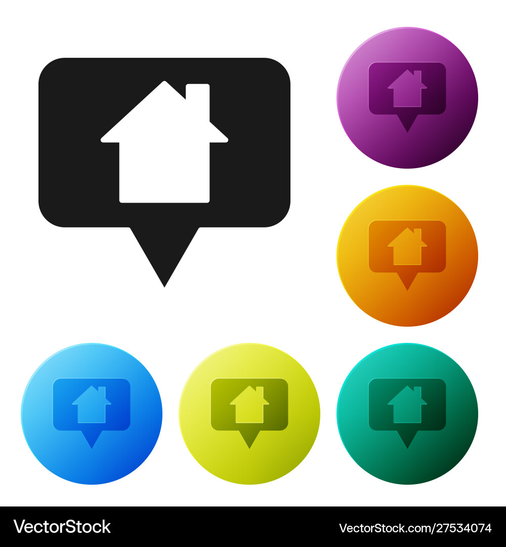 Black map pointer with house icon isolated Black map pointer with house icon isolated vector image
