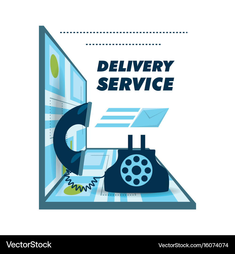 Call delivery service and map ubication Vector Image