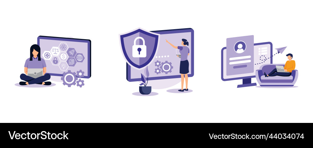 Cloud service access shared document cyber vector image