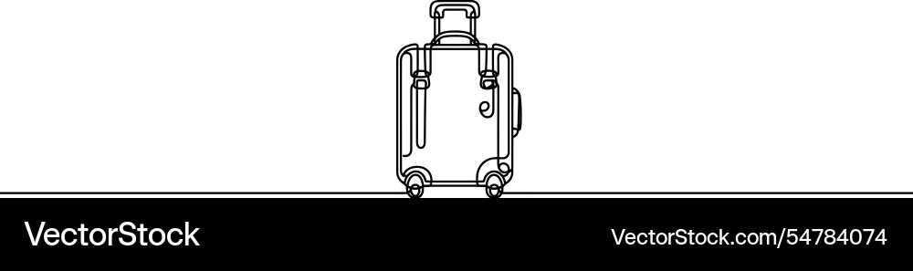 Continuous line drawing of luggage on wheels Continuous line drawing of luggage on wheels vector image