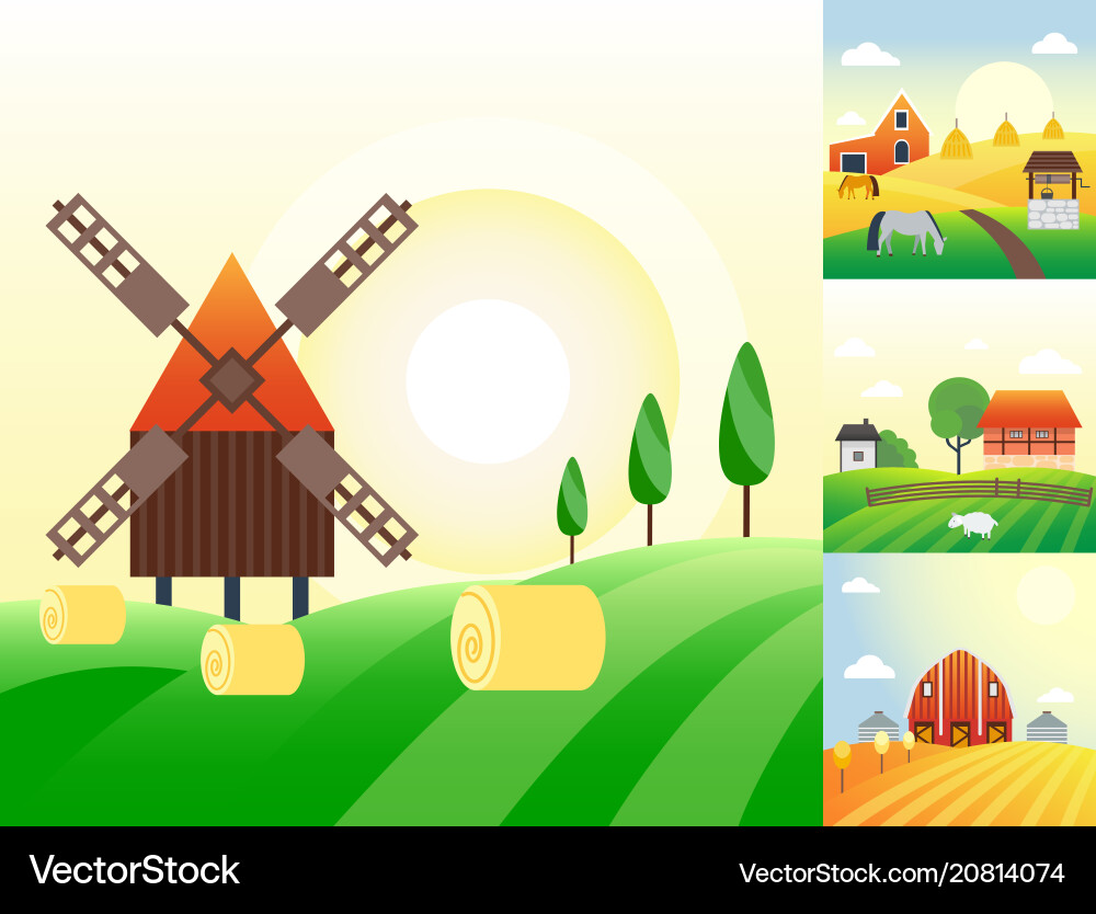 Farm agriculture banner rural landscape products Farm agriculture banner rural landscape products vector image