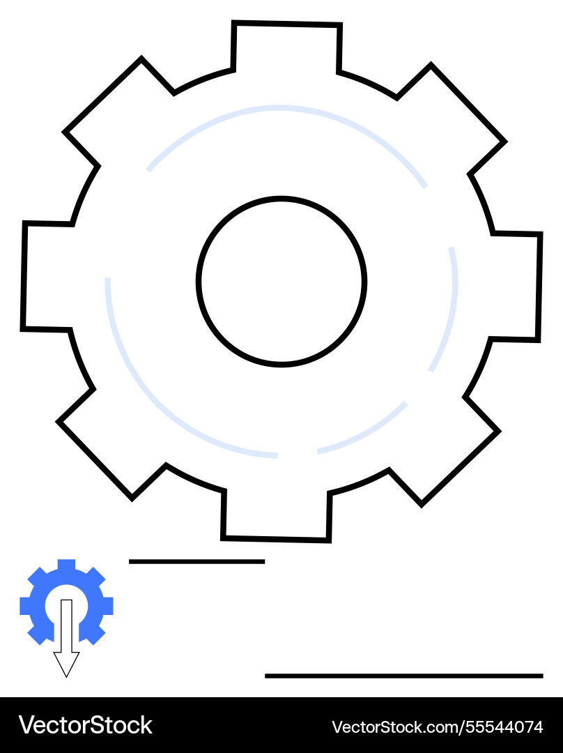 Gear with arrow indicating process automation Gear with arrow indicating process automation vector image