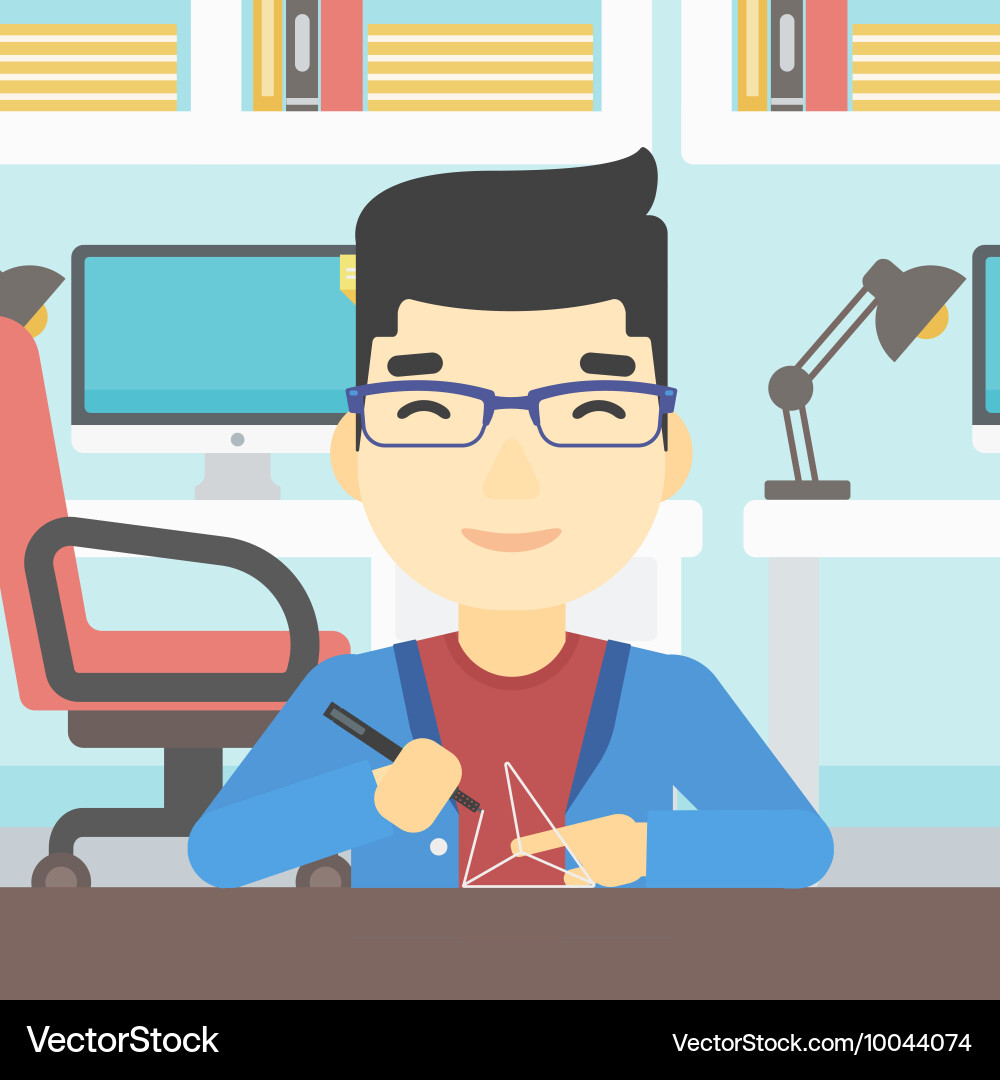 Man using three d pen vector image