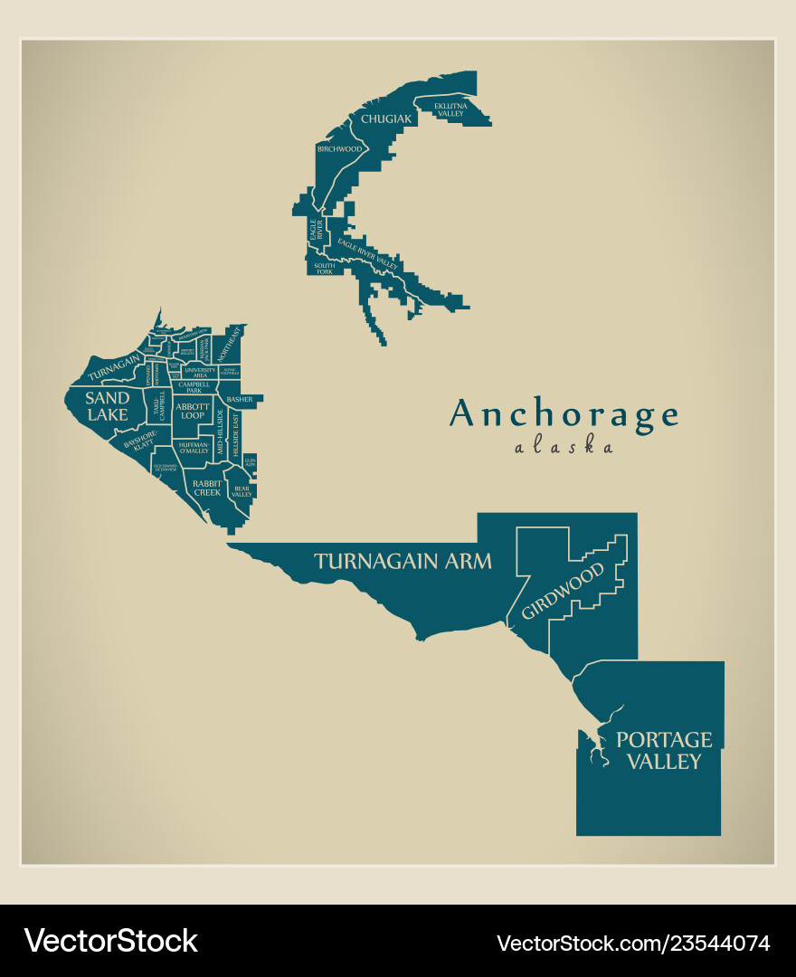 Modern city map - anchorage alaska Modern city map - anchorage alaska vector image