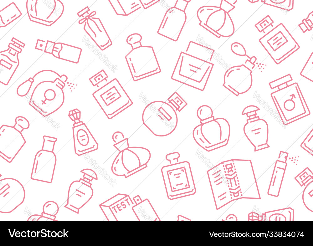 Perfume bottles seamless pattern with line icons Perfume bottles seamless pattern with line icons vector image