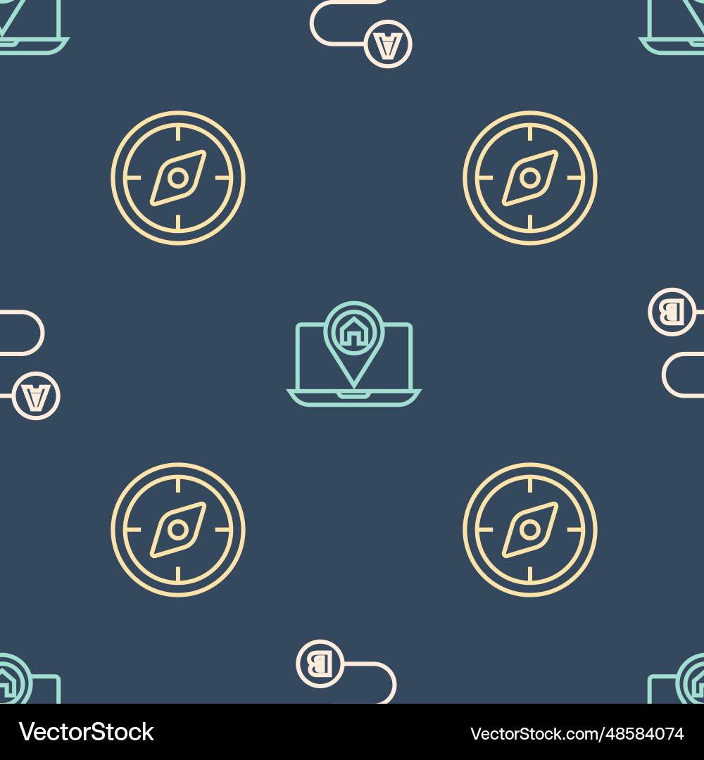 Set line route location compass and city map Set line route location compass and city map vector image