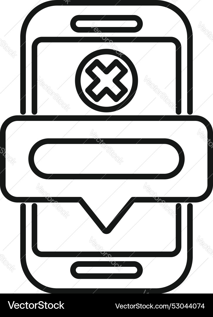 Smartphone showing error message with cross mark vector image