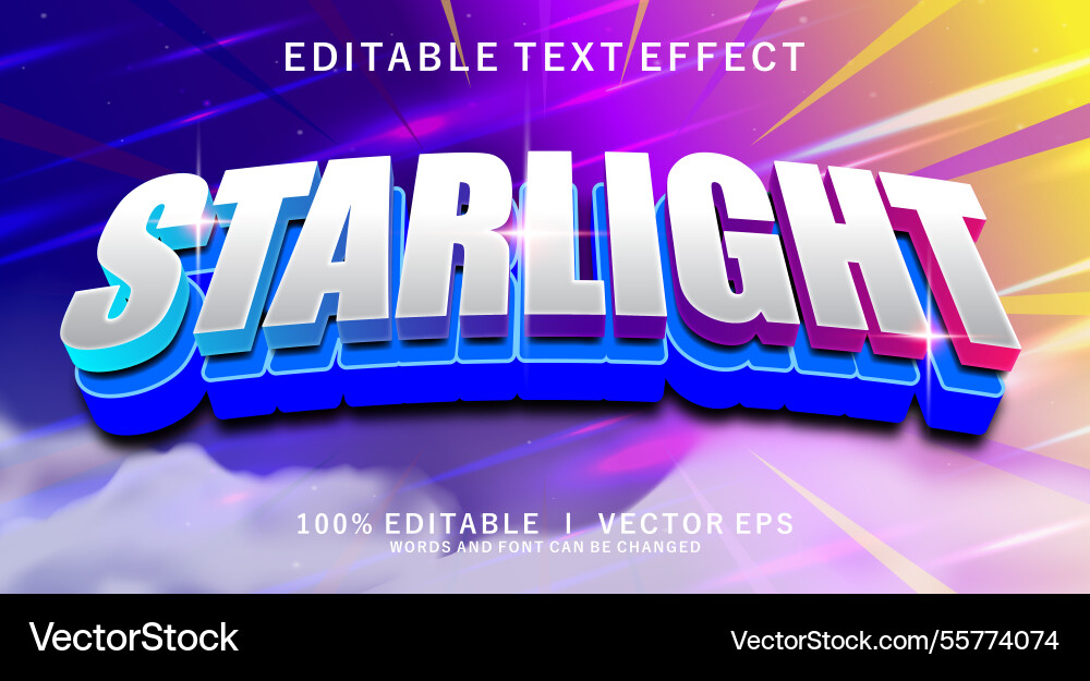 Starlight text effect with modern style design Starlight text effect with modern style design vector image