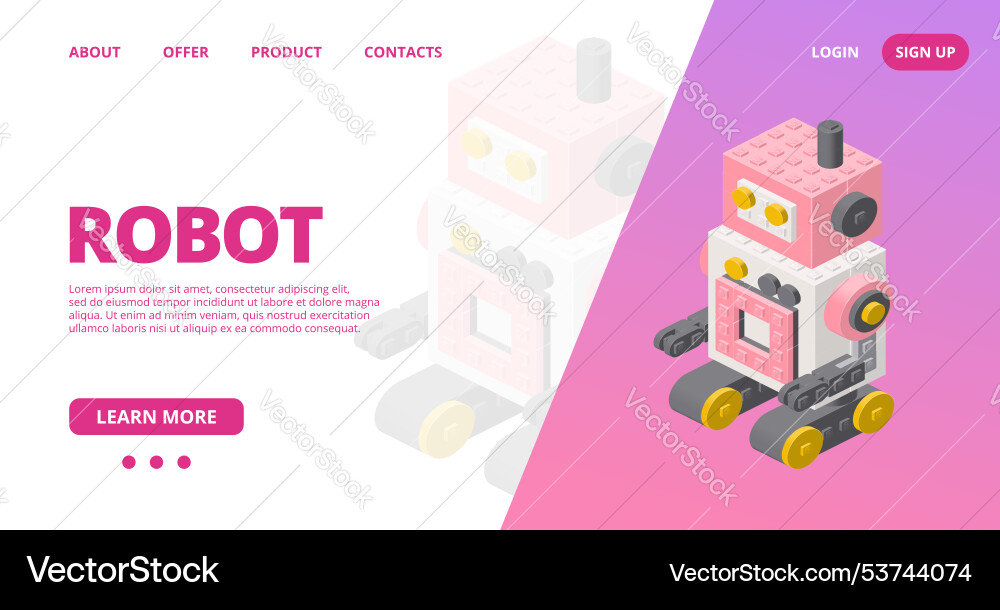 Web template with a retro robot Web template with a retro robot vector image