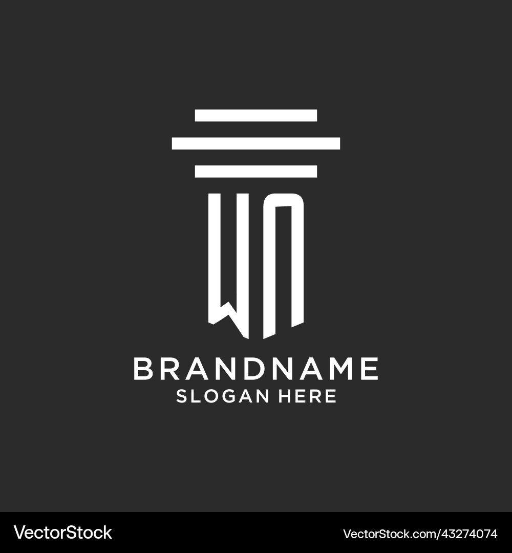 Wn initials with simple pillar logo design Vector Image