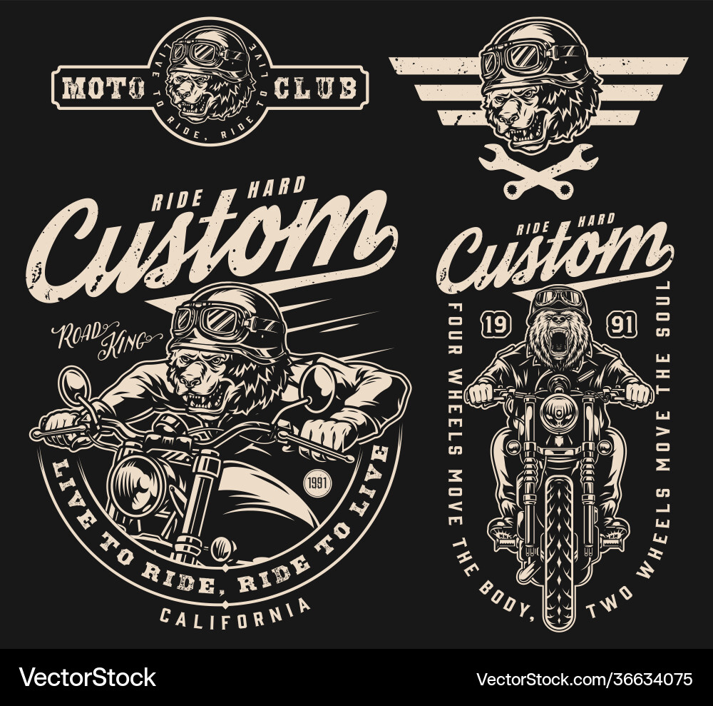 Aggressive Motorcycle Club Logos Vector Image