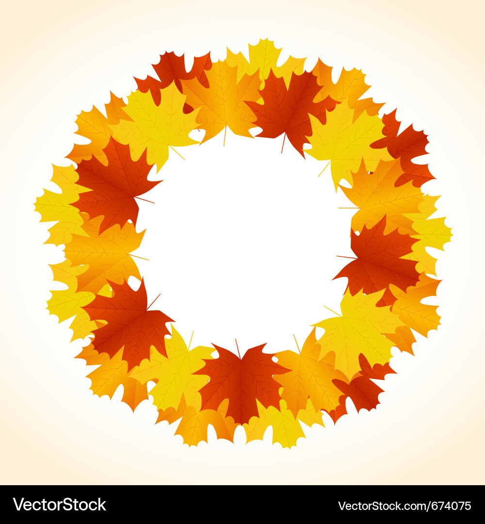 Autumn Wreath with Fall Leaves Vector Image