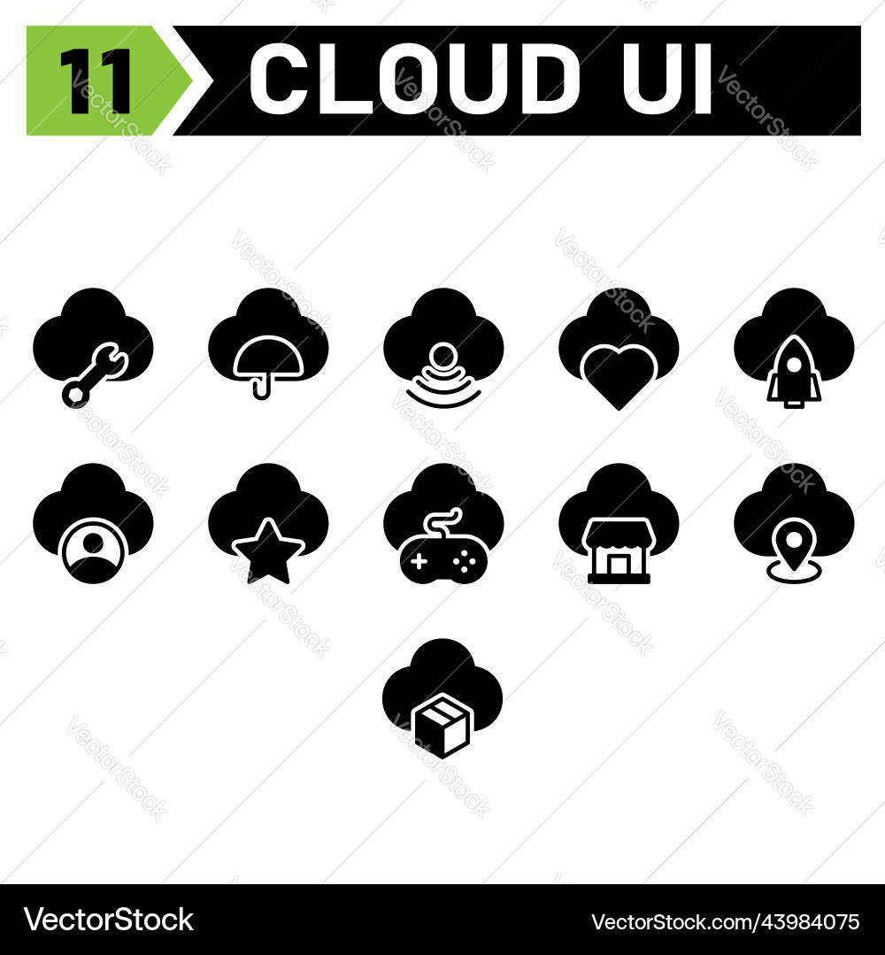 Cloud user interface icon set include repair vector image