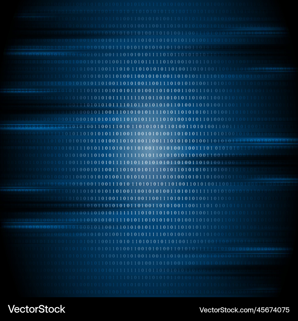 Dark blue binary code tech background vector image