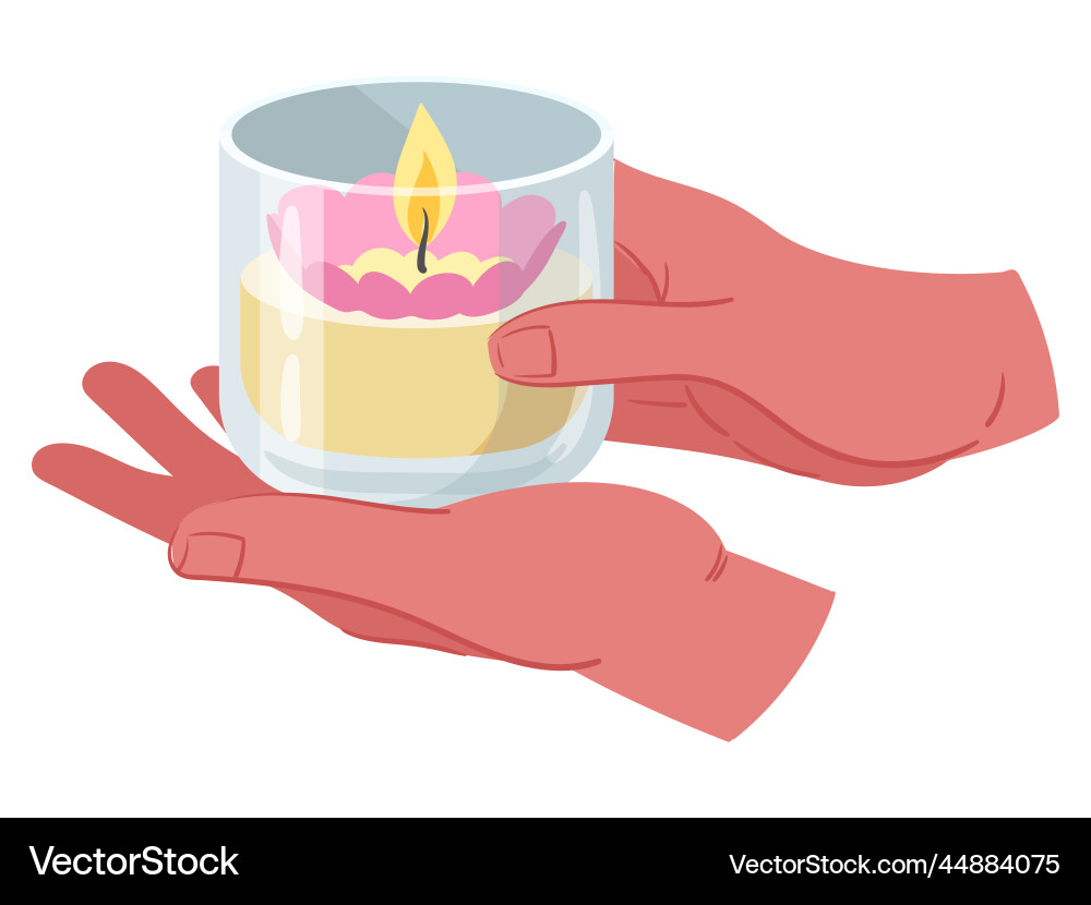 Gemütliche Kerze in Hände Cartoon Hand halten Gemütliche Kerze in Hände Cartoon Hand halten vektorbild