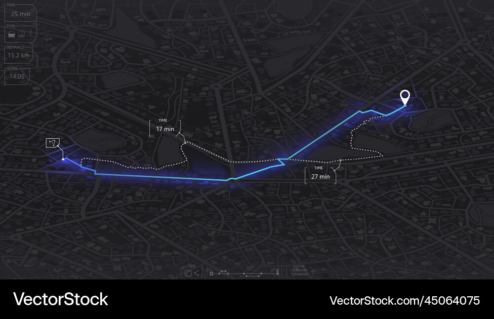 Gps map navigation to own house view from above Gps map navigation to own house view from above vector image